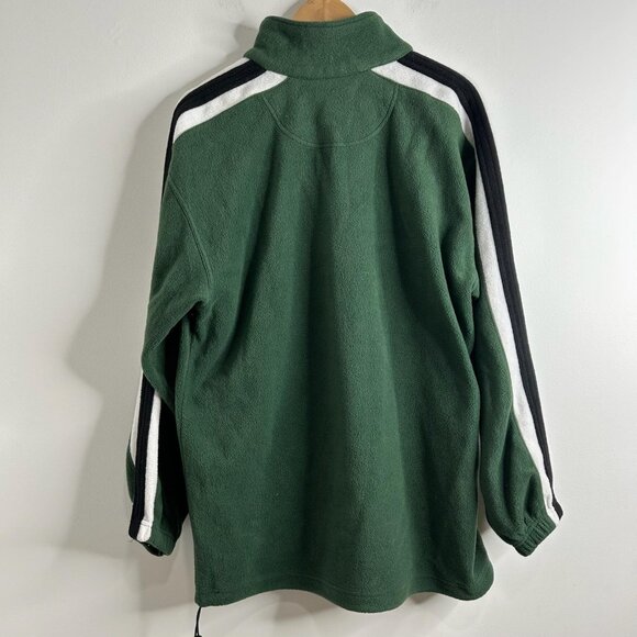 New York Jets Fleece Sweater Jacket Sz L Green NFL Football Quarter Zip Pullover - Picture 5 of 9